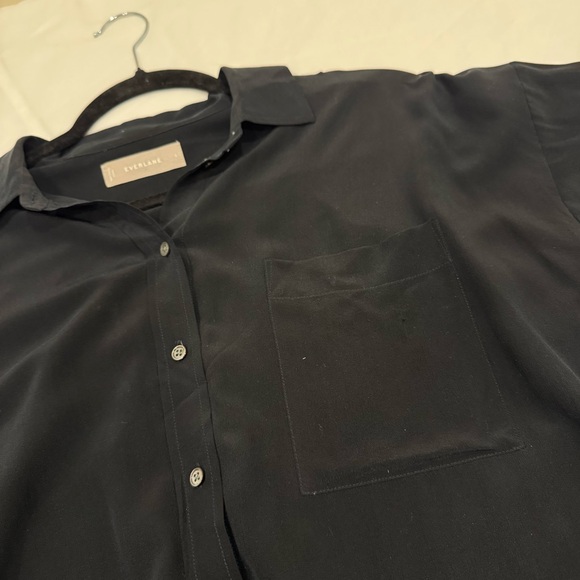 Everlane Black 100% Utility Clean Silk Long Sleeve Button Down Shirt Size 6 - Picture 9 of 9